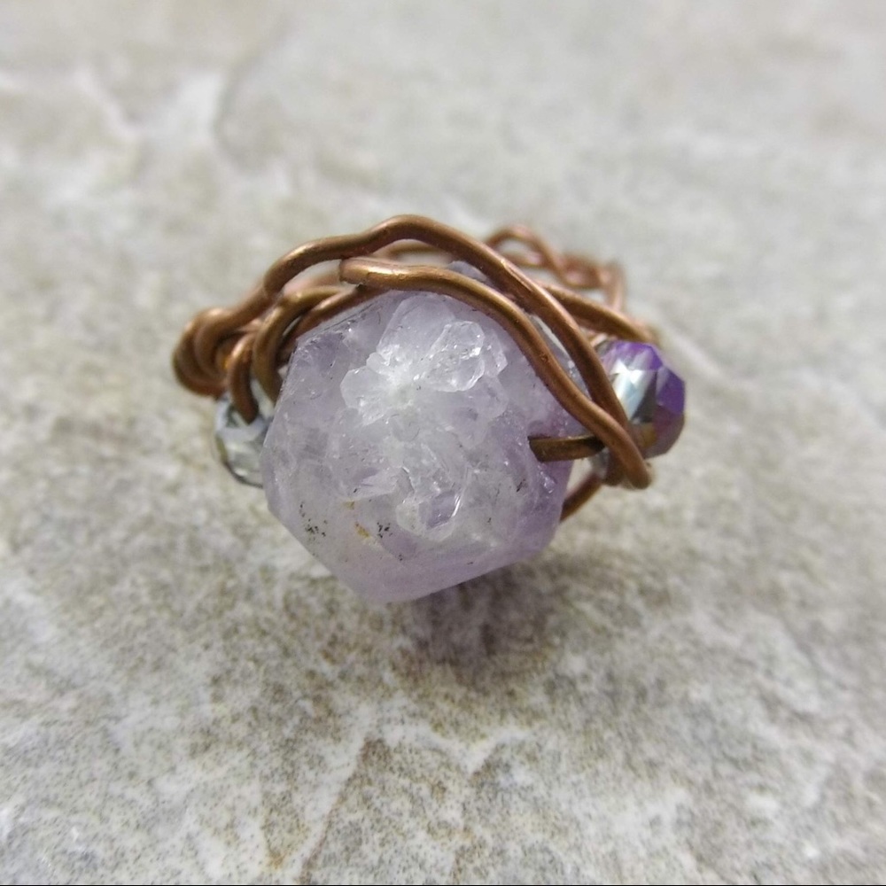 Raw amethyst ring